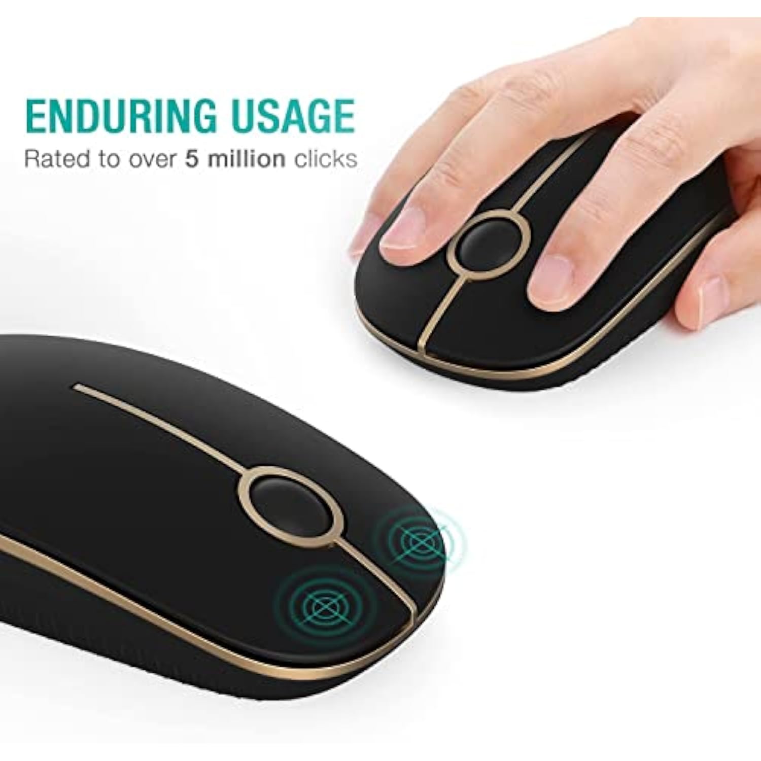 Wireless Mouse - 2.4G Slim Portable Computer Mouse With Nano Receiver, Less No