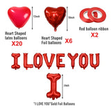 Valentine Day Party Supplies I Love You & Love-Bear Balloons Kit With 1000 Pcs Dark-Red Silk Rose Petals & Romantic Flower Decoration Red Heart Balloons Swirls For Wedding Decorations