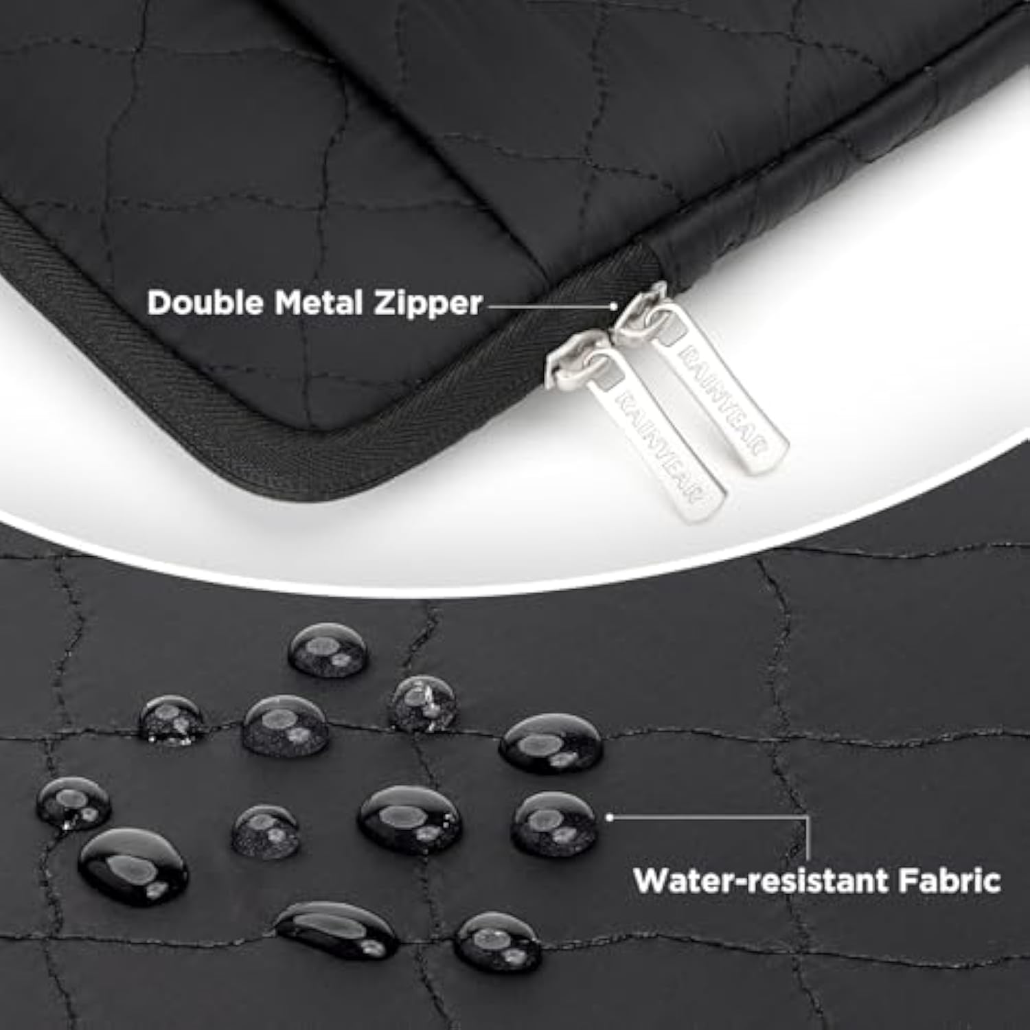 Rainyear Puffy Laptop Sleeve 15.6 Inch Protective Lightweight Computer Carrying Case Bag Compatible For Hp, Dell, Asus, Lenovo, Notebook, Black