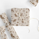 Western Cowboy Wrapping Paper -Mini Roll- 17 Inch X 32.8Ft Brown Wild West Rodeo Gift Wrap Paper Farmhouse Art Paper For Birthday Baby Shower Diy Crafts