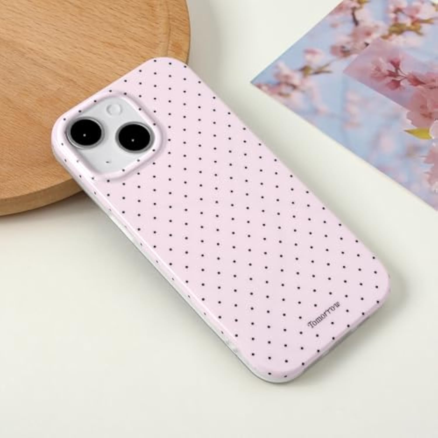 iPhone 13/14 Polka Dot Pattern Soft TPU Slim Case with Pink and Black Color Options