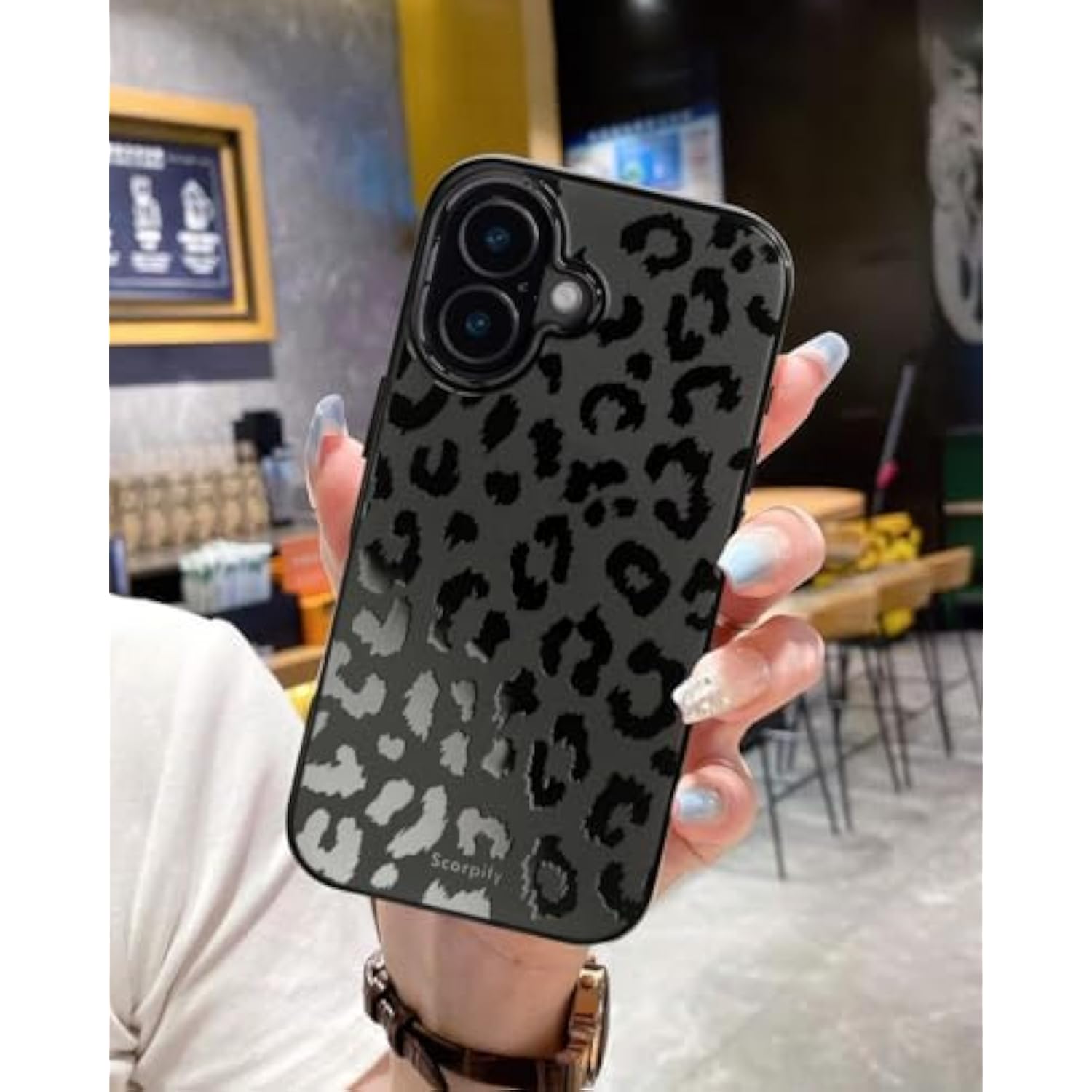 For Iphone 16 Case [Compatible With Magsafe] With Matte Black Leopard Cheetah Print Design, Cute Magnetic Phone Cover For Women Girls And Men, Slim Bumper With Stylish Pattern