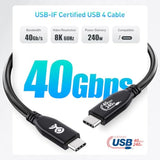 Cable Matters [USB-IF Certified] 40Gbps USB 4 Cable - 3.3ft, Supports Up to [8K@60Hz / 4K@240Hz Video, 240W Charging, 40Gbps Data Transfer] USB4 Cable, Black, Compatible with Thunderbolt 4, MacBook