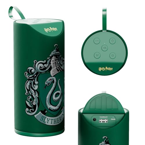 Harry Potter Slytherin Wireless Bluetooth Speaker, IPX4 Water Resistant, 3 Hr Playtime, FM Radio + SD Slot, Officially Licensed