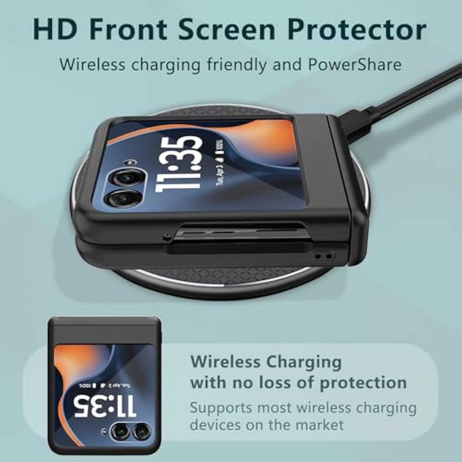 For Motorola Razr 2025/2024 Case, Built-In Outer Screen Protector & Hinge Protection, Slim Fit Hard Full Body Rugged Shockproof And Slip Protective Cover For Moto Razr 2025/2024 (Black)