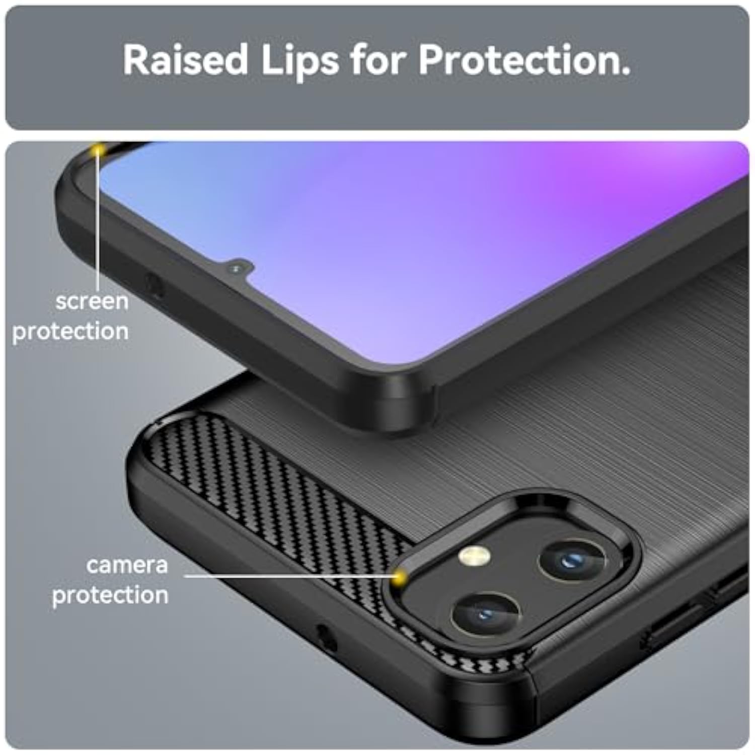 For Galaxy A05 Case: With 2Pcs Screen Protector Shock-Absorption Flexible Tpu Rubber Protective Cover For Samsung Galaxy A05 Phone Case(Black)