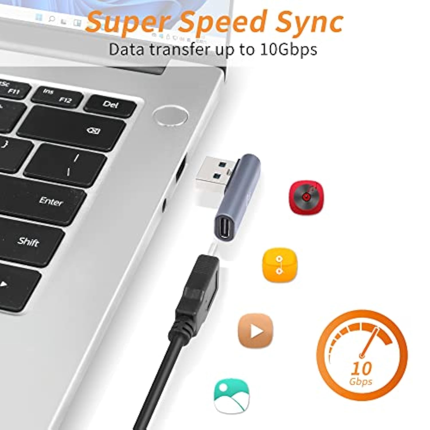 90°Usb 3.1 To Usb C Adapter Usb A Male To Type C Female Right Angle Coupler 10
