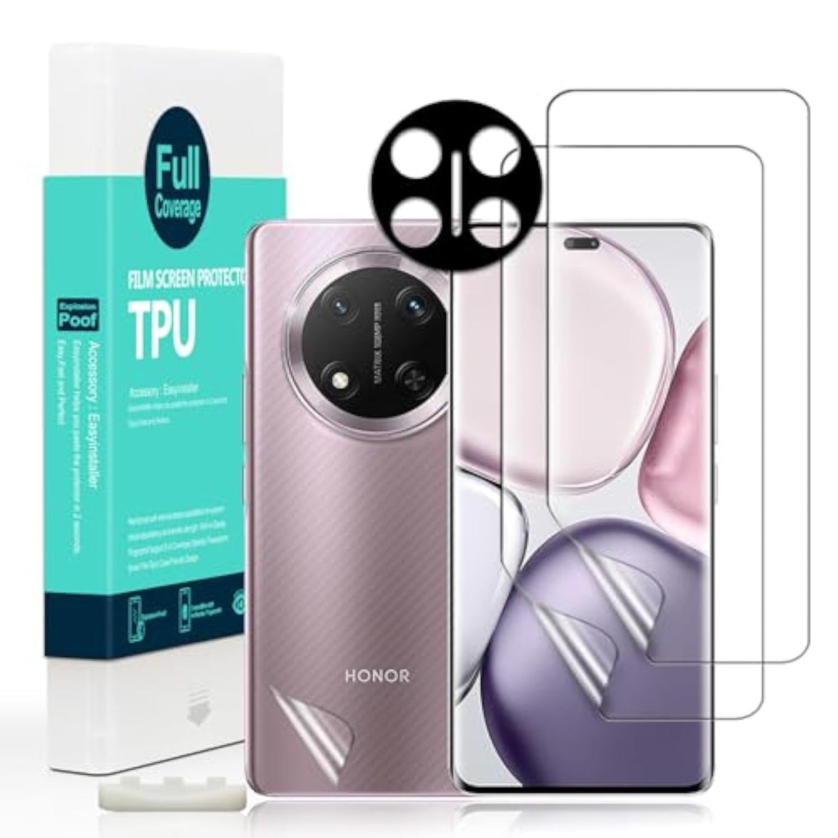 Screen Protector For Honor Magic 7 Lite/X9C 5G 6.78"(2 Pcs),Flexible Tpu Film,With 1Pc Camera Lens Protector,1Pc Back Film,Bubble Free[Easy To Install]
