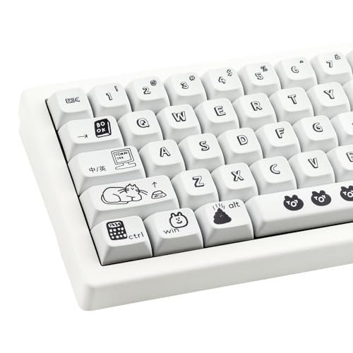 Pbt Keycaps - 130 Black Cartoon Dye-Sublimated Cute Xda Profile Custom Keycaps For Cherry & Gateron Mx Switches Mechanical Keyboards