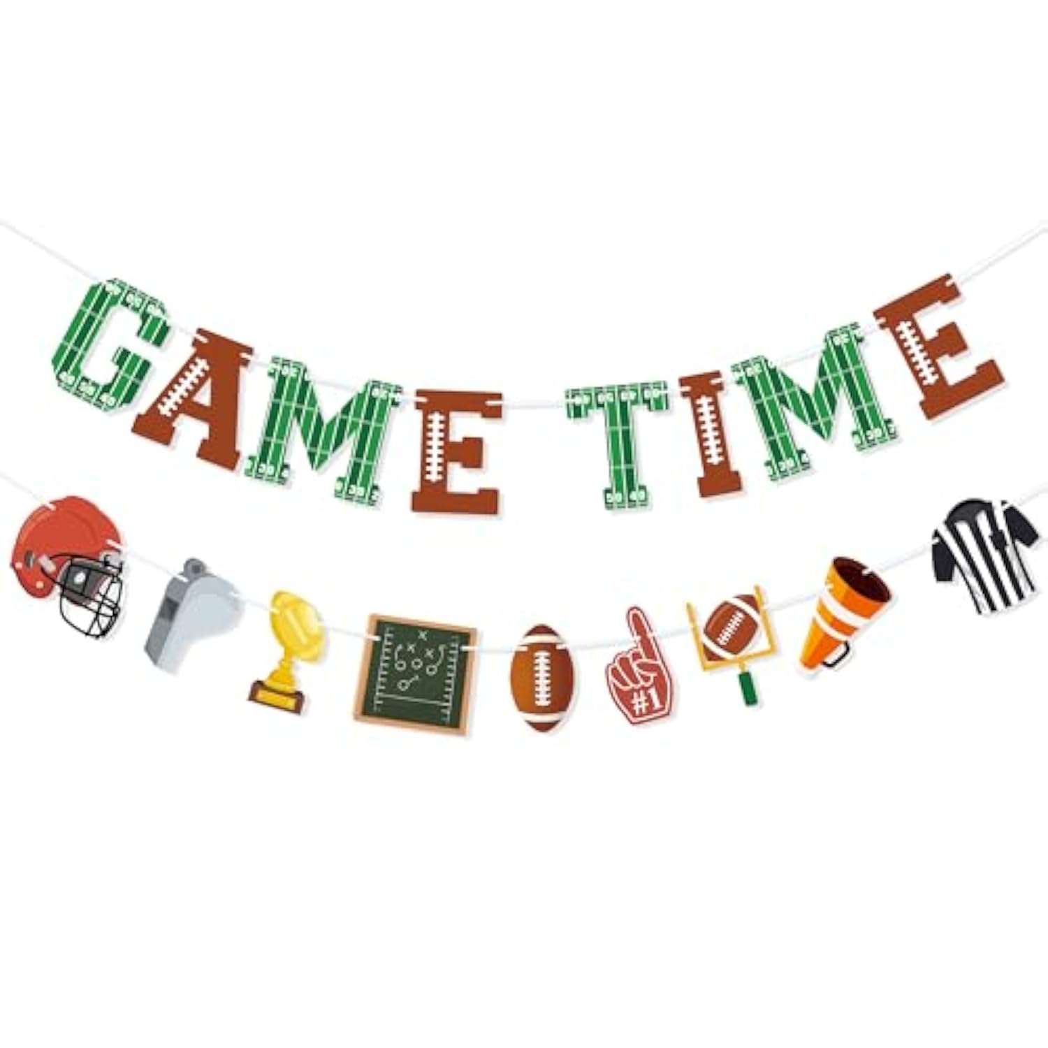 Game Time Football Banner Garland & Decor For Football Party, Sports, Baby Shower & Birthday Party Supplies