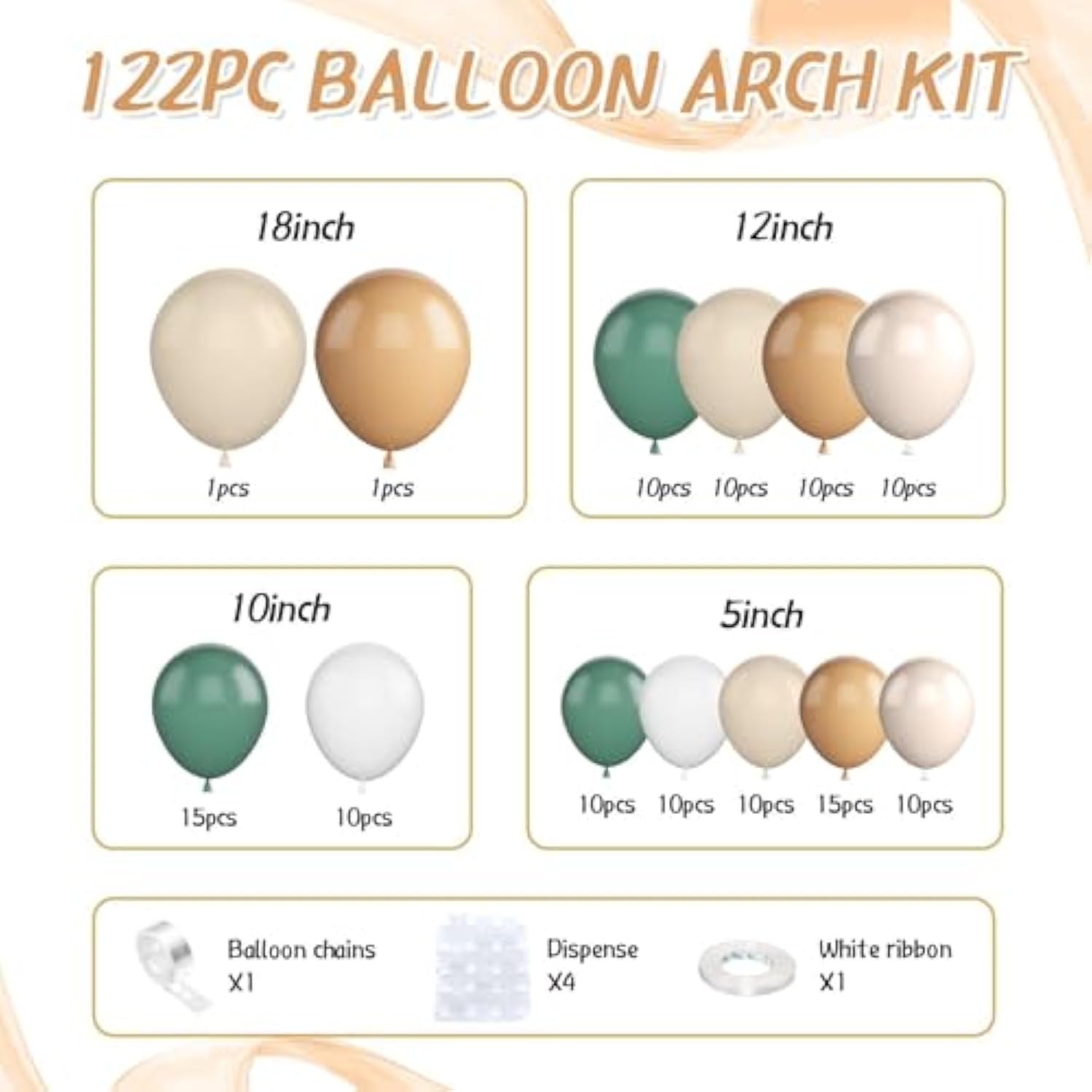 122pcs Sage Green Balloon Arch Kit for Baby Shower, Wedding & Party Decor