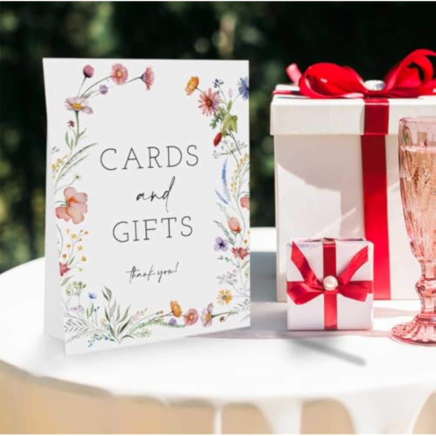 Baby Shower/Bridal Shower/Wedding Decoration Sign- Cards And Gifts Thank You, Baby In Bloom Love Is In Bloom Decorations, Floral Boho Pink Flower (8 X 11 Inch) Bss03