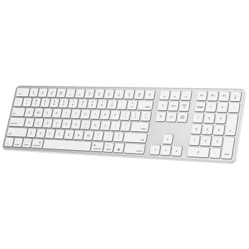 Bluetooth Keyboard Compatible With Mac, With Numeric Keypad, Rechargeable Wireless Keyboard Compatible With Macbook Pro/Air, Imac, Mac Mini/Pro Laptop And Pc (Silver)