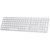 Bluetooth Keyboard Compatible With Mac, With Numeric Keypad, Rechargeable Wireless Keyboard Compatible With Macbook Pro/Air, Imac, Mac Mini/Pro Laptop And Pc (Silver)