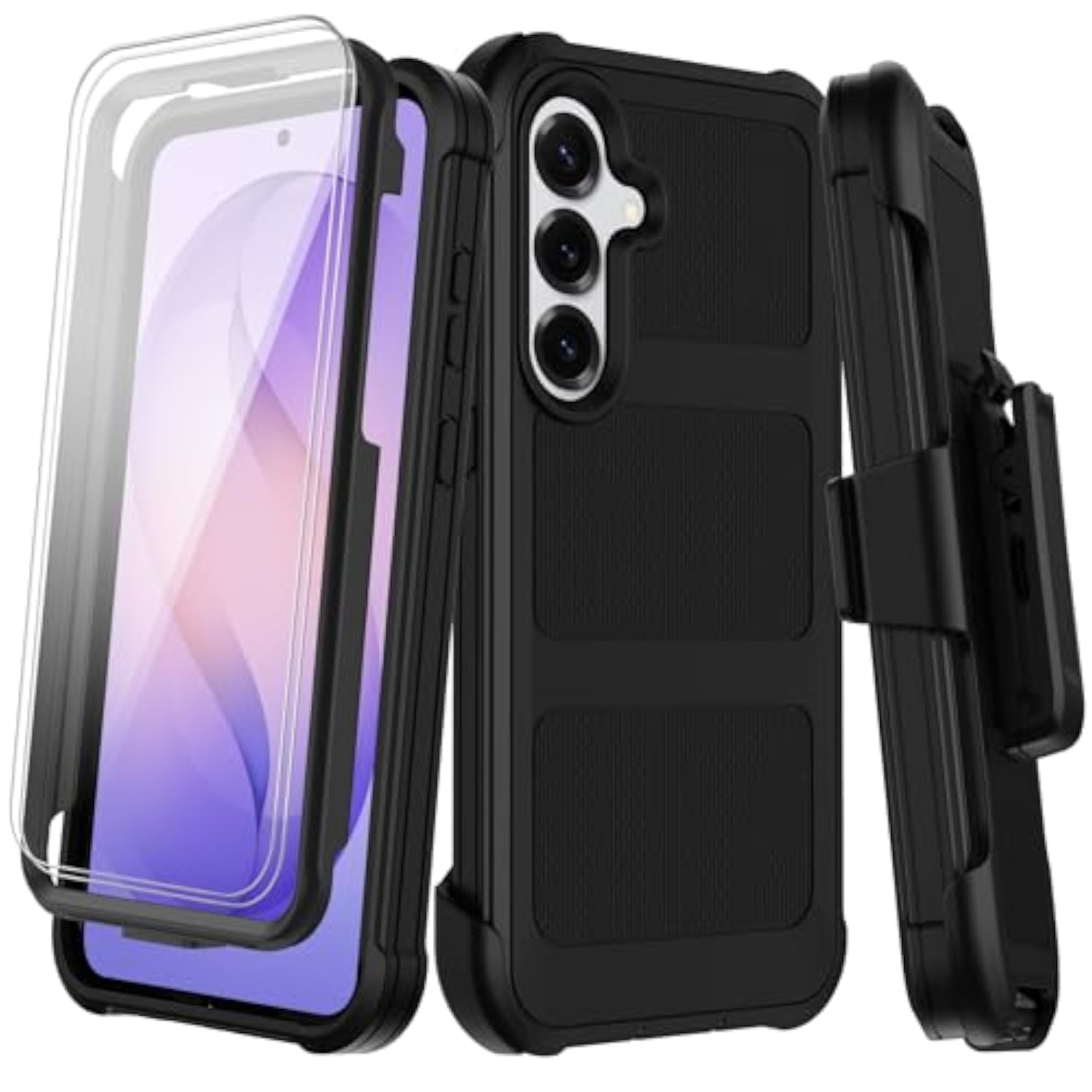 Samsung Galaxy S26 Plus Heavy Duty Shockproof Case with Belt Clip Holster and Screen Protector, Military Grade Rugged Durable Phone Cover for Galaxy S26 Plus (Black)