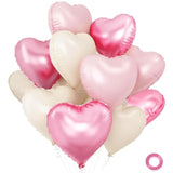 Pink and white heart foil balloons, 15-pack for Valentine’s, weddings & showers