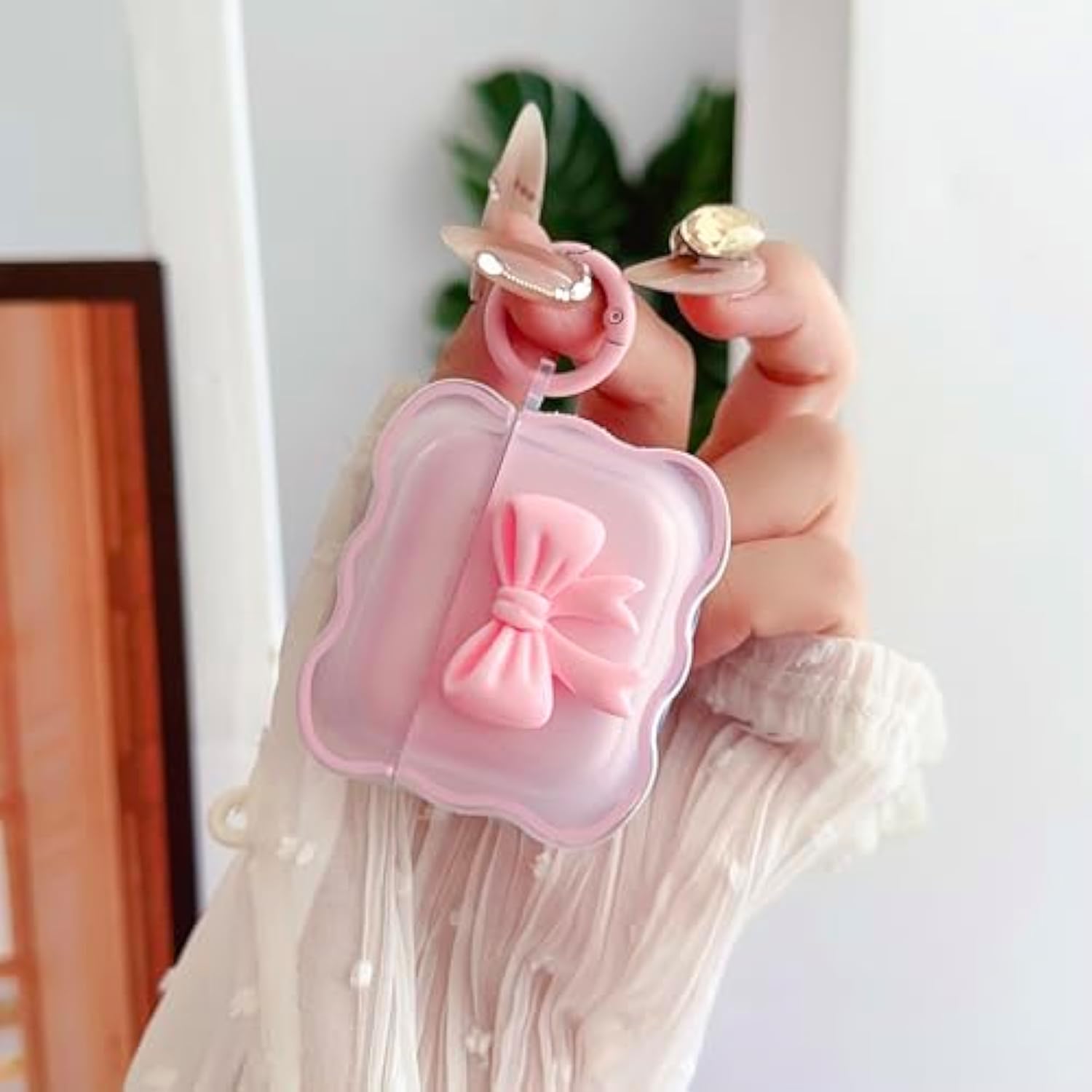 Cute Airpods 3Rd Gen Clear Case, Girly 3D Bow Design Soft Tpu Protective Shockproof Kawaii Airpods 3Rd Generation Skin Cover With Cleaner Kit & Keychain Girls Women For Apple Ipod 3 Gen - Pink Bow