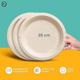 100-Pack 10" Compostable Heavy-Duty Plates, Eco-Friendly for Parties & Events