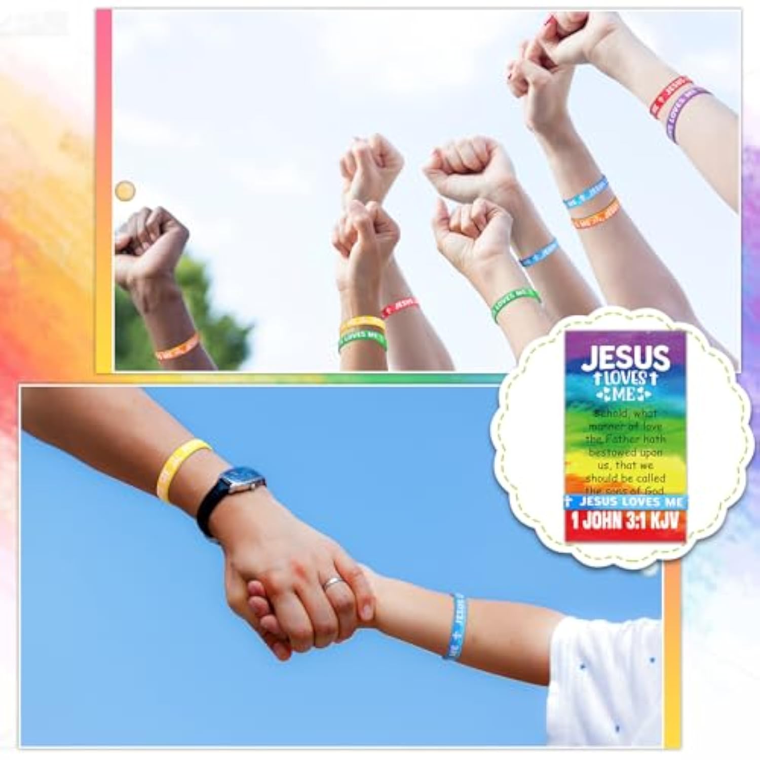 30 Sets/ 60 Pcs Jesus Loves Me Silicone Wristbands With Bible Verse Cards, Christian Religious Party Favors Gift Vbs Rubber Bracelets Wristbands For Trunk Or Treat Bible Sunday School Church