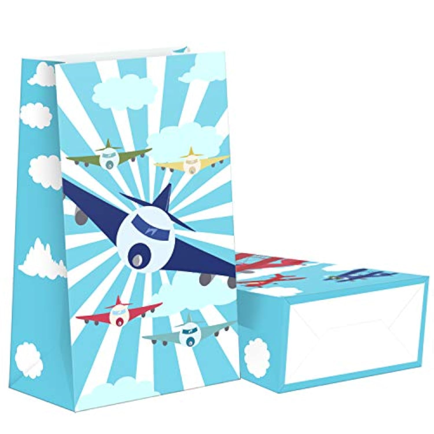 Airplane Goodie Bags-24 Pcs Airplane Party Favors Candy Bags With Stickers, Airplane Goody Gift Treat Bags Airplane Themed Birthday Party Supplies