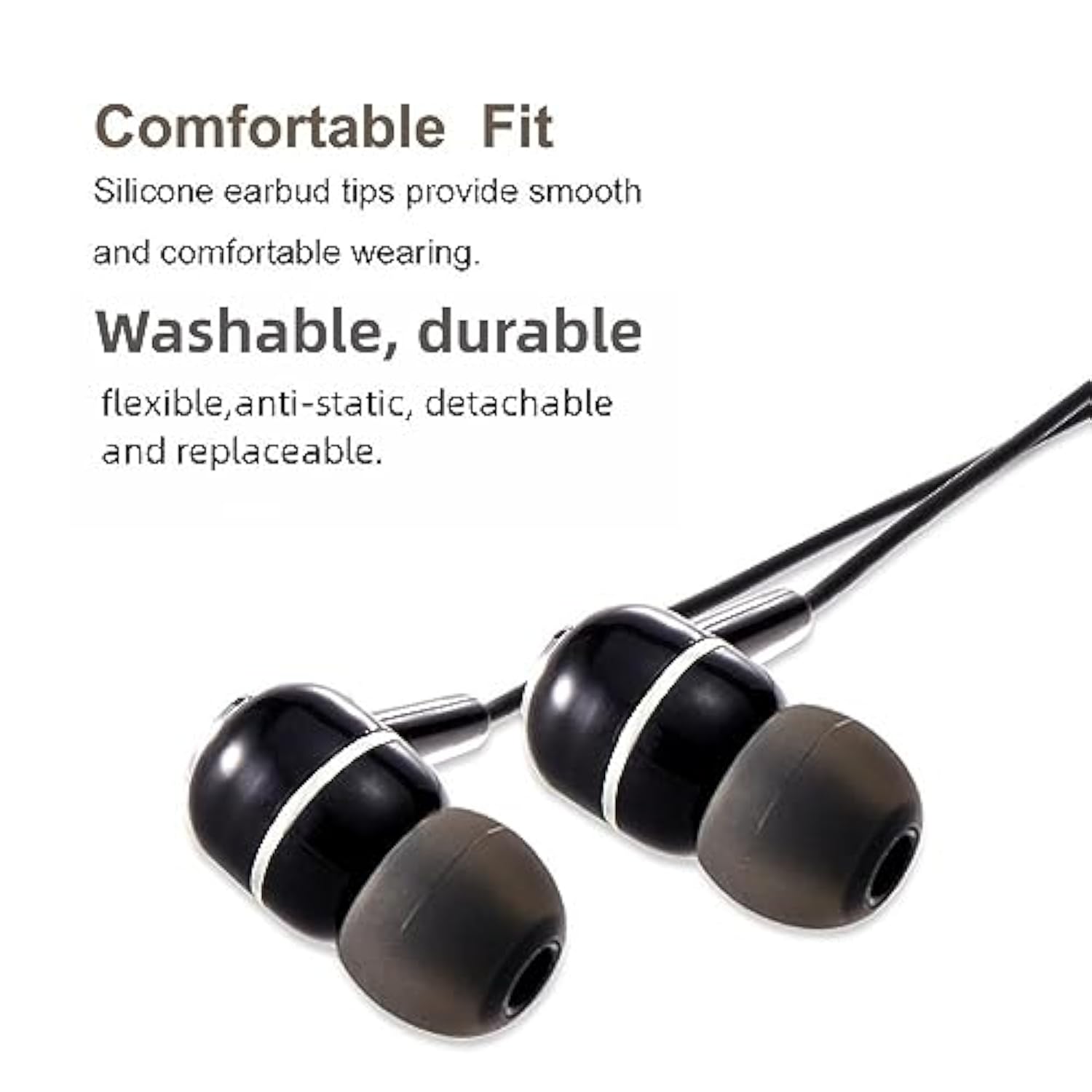 9 Pairs Silicone Earbud Tips S/M/L for In-Ear Headphones Black