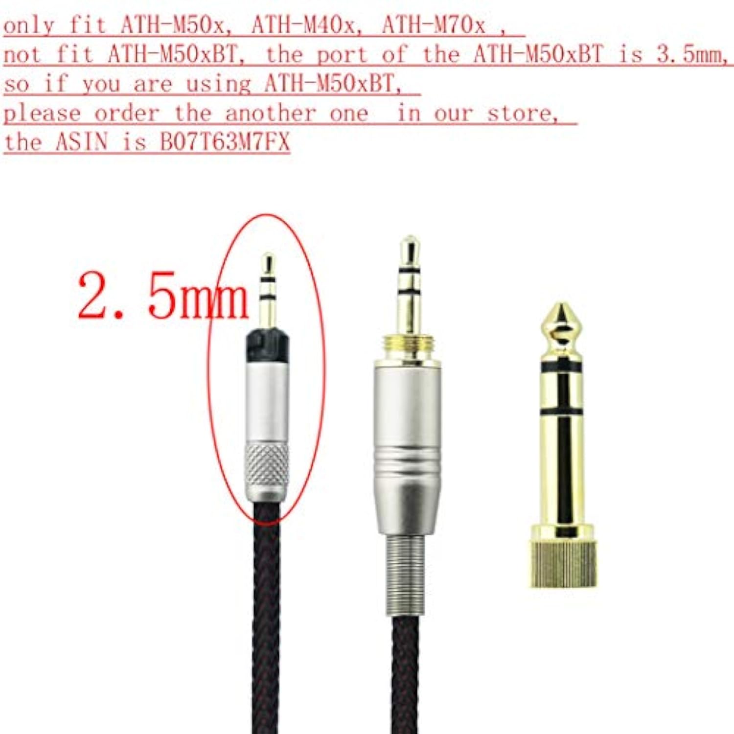 Replacement Upgrade Cable For Audio Technica Ath-M50X, Ath-M40X, Ath-M70X Headphones 1.2Meters/4Feet