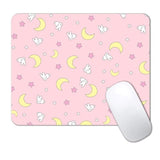 Pink Kawaii Mouse Pad, Cute Moon Bunny Small Mouse Mat?Aesthetic Anime Mousepad For Women Kids Office Home School, Computer Pc Laptop Mice Pad, 9.5 X 7.9 Inch