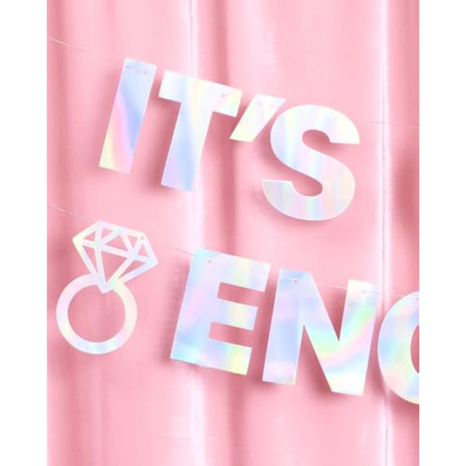 It'S Giving Engaged Banner - Iridescent Foil | 5 Ft. | Bachelorette Decorations, Engagement Party Sign, Proposal Background, Bach Supplies