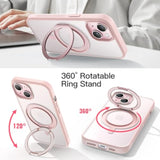 JETech 360 Degree Rotatable Ring Case for iPhone 15 Plus 6.7-Inch Compatible with MagSafe, Slim Shockproof Phone Cover with Stand & Ring Holder (Pink)