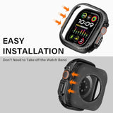 2 In 1 Metal Case Compatible With Apple Watch Ultra 3/2/1 49Mm, Rugged Shockproof Metal Bumper Case With Back Cover For Iwatch 49Mm (Black)