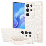 OOK Compatible with Samsung Galaxy S25 Ultra Leopard Case with Wrist Strap, White Leopard TPU Shockproof Protection Slim Cover with Camera Protection for Women Girls