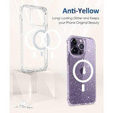 Compatible With Iphone 14 Pro With Screen Protector + Camera Protector, [Compatible With Magsafe] Clear Glitter Women Girls Phone Case, Protective Cover For 14Pro 6.1" - Magnetic Clear