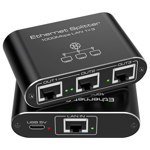 Ethernet Splitter 1 To 3 1000Mbps Internet Splitter High Speed Network Splitter Router Switch Work With Cat5/5E/6/7/8 Cable