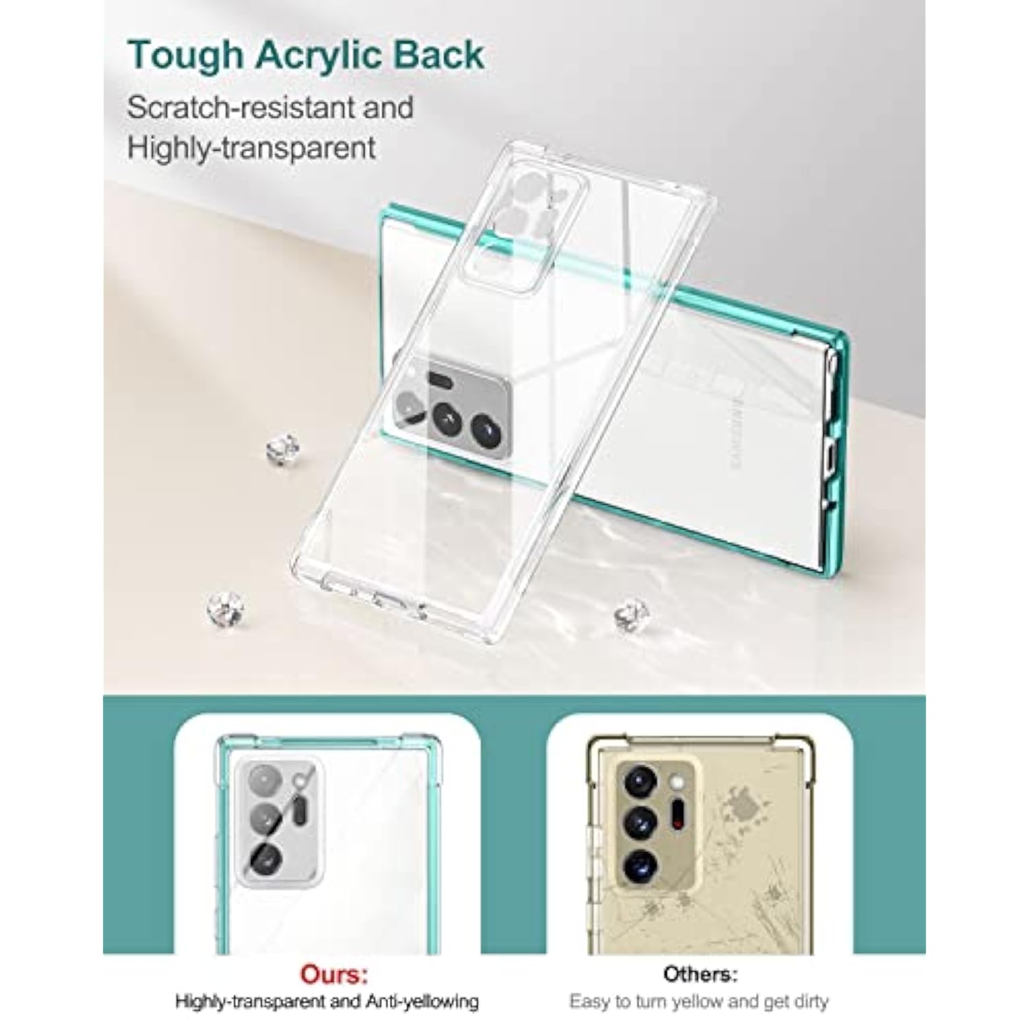 Clear Case For Samsung Galaxy Note 20 Ultra (Only) 6.9-Inch, [Built-In Screen Protector] Full Body Protection Bumper Shockproof Rugged Protective Phone Cover For 20 Ultra -(Green)