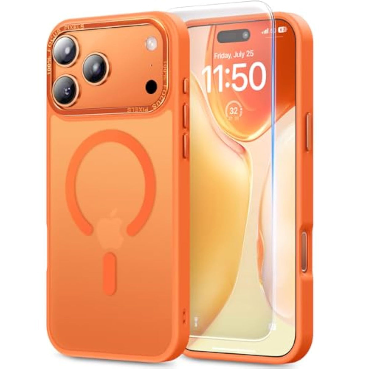 Stronger Magnetic & Shockproof For Iphone 17 Pro Max Case,Fit For Magsafe, With Screen Protector & Wrist Strap, Military-Grade Drop, Translucent Slim For Iphone 17 Promax Case, Official Cosmic Orange