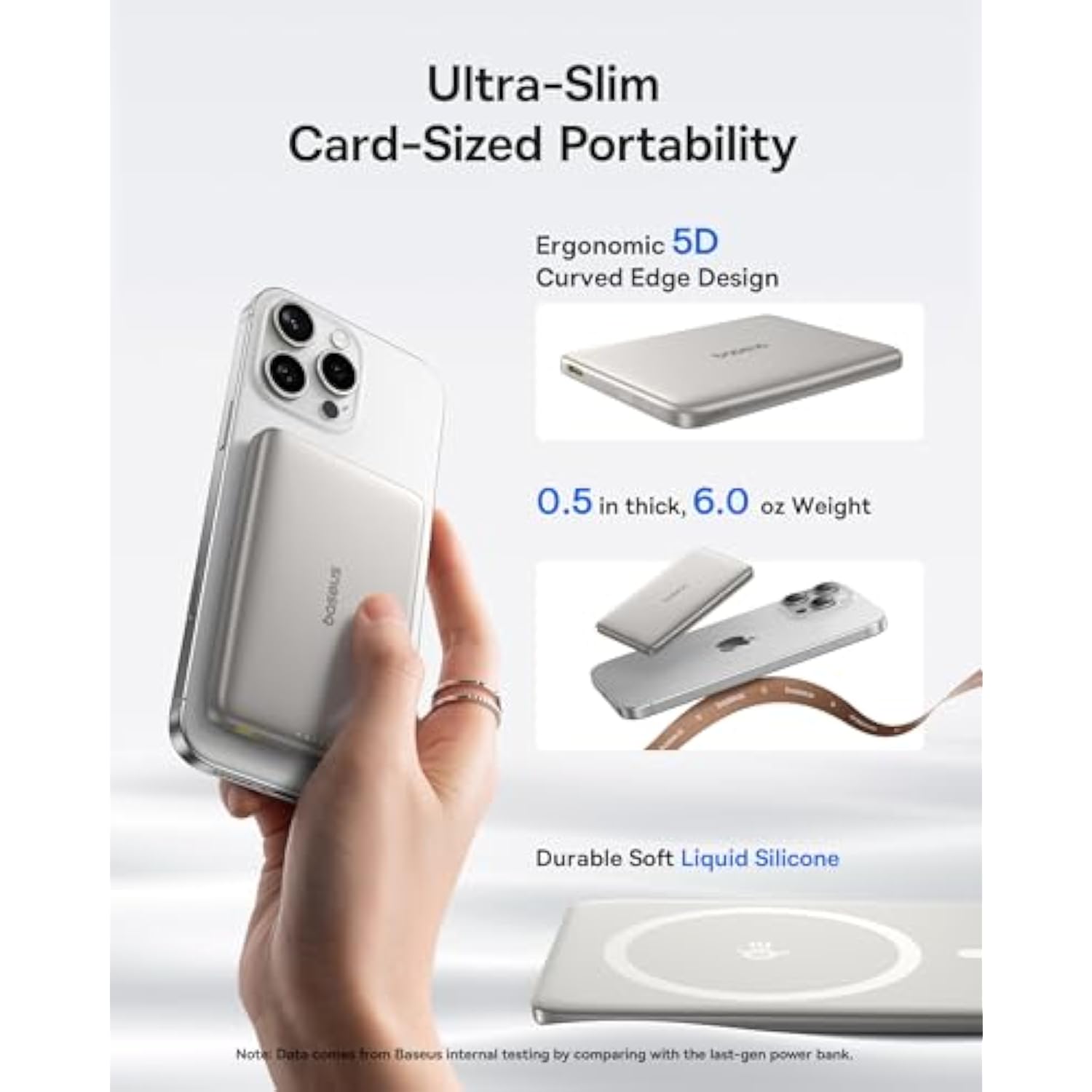 Baseus Picogo Magsafe Portable Charger, Qi2 Certified 0.5" Ultra Slim 15W Wireless Power Bank, 10000mAh 27W Fast Charging Magnetic Battery Pack with USB-C for iPhone 17/16/15/14/13/12 Series Only