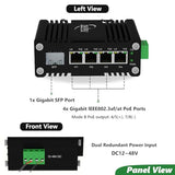 Mini Industrial 4 Ports Gigabit Poe Switch With Dc1248V Redundant Power Input, 12V Poe Switch With Sfp, Ieee802.3Af/At @120W, Compact Poe Power For Voip Systems/Solar Power/Rv Truck