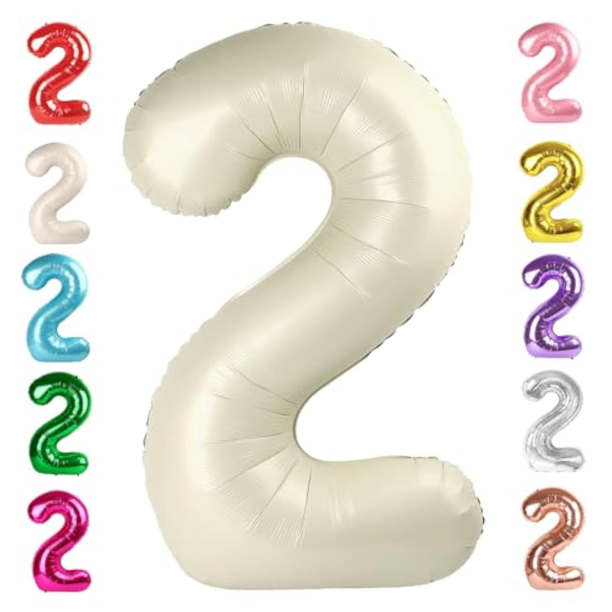 2 Numbers Balloon 40 Inch Cream White Two Balloon Number Birthday Decor, 2Nd 12 21St Party Celebration Decorations Graduations Wedding Baby Shower