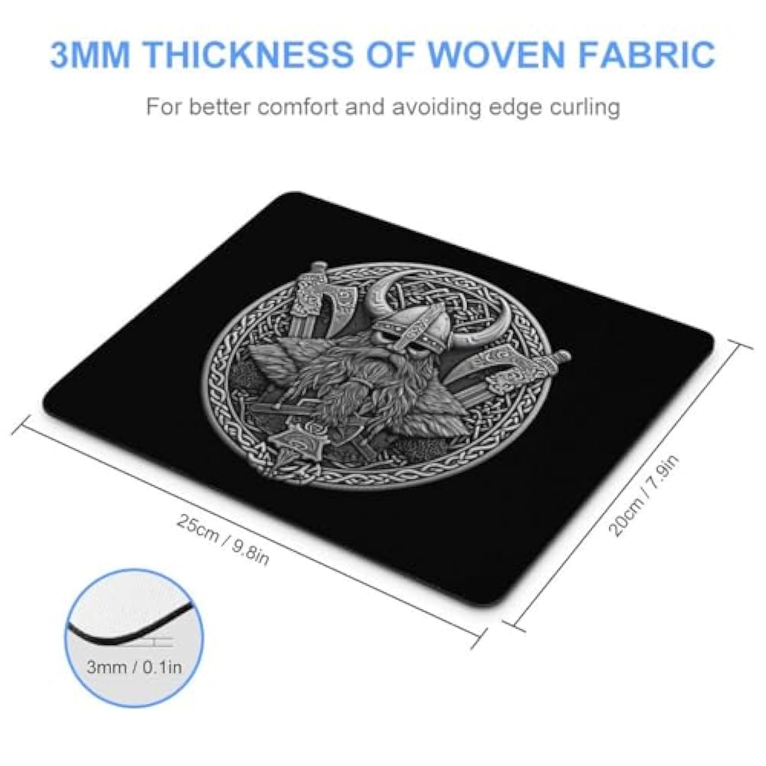 Viking Warrior Mouse Pad Portable Non-Slip Base Mousepad For Computer Laptop Office Home And Travel