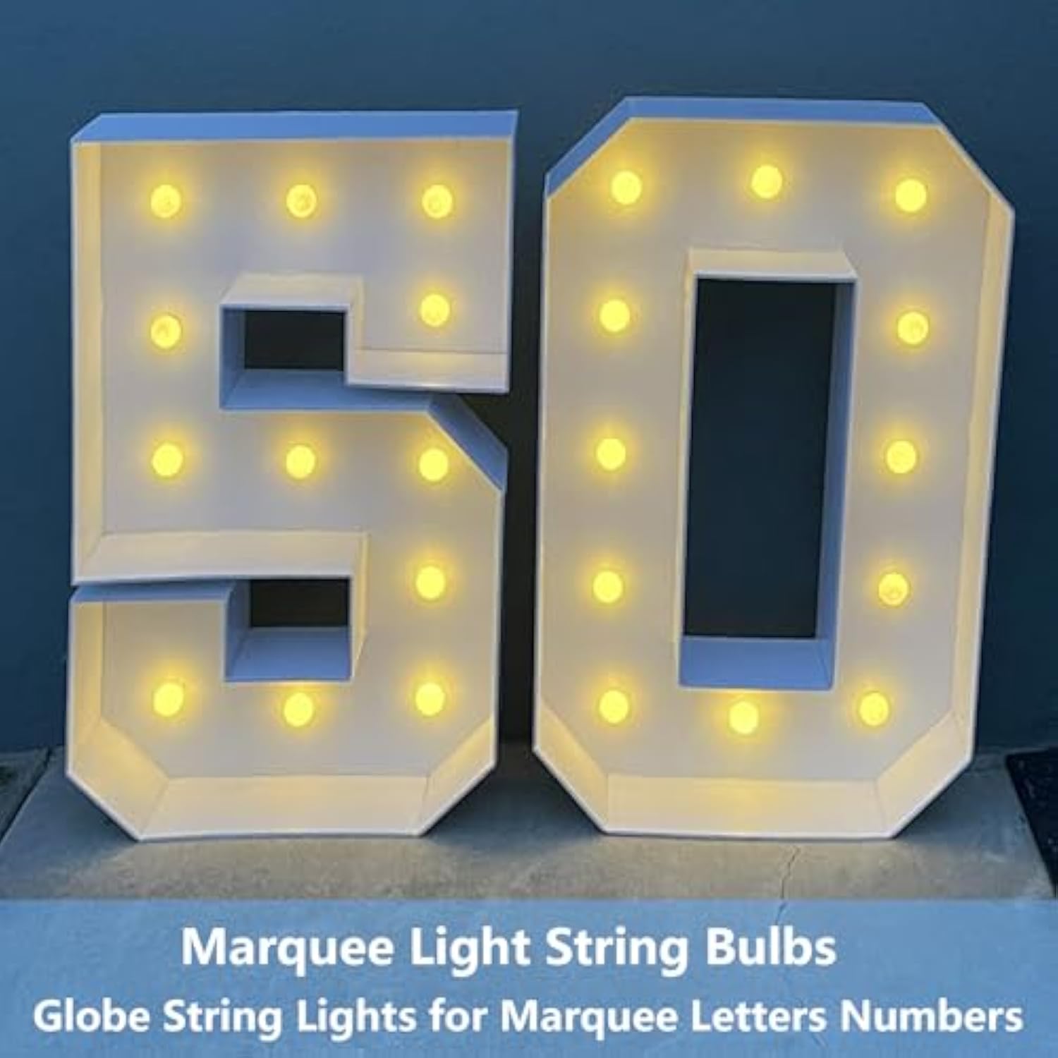 Globe String Lights Battery Operated 11.9Ft Marquee Letter Lights 12 Led Light Bulbs With Timer, Indoor Outdoor G40 Stri
