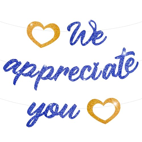 Pre Strung We Appreciate You Banner Thank You Decorations, Blue