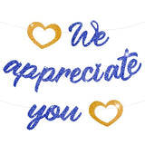 Pre Strung We Appreciate You Banner Thank You Decorations, Blue