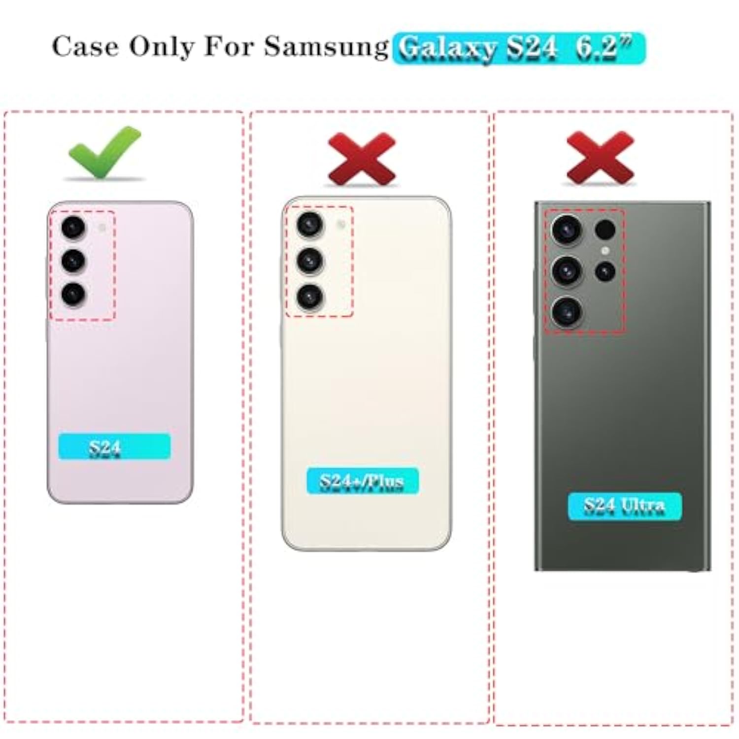 Phone Case For Samsung Galaxy S24 Case With Hd Screen Protector, Heavy Duty Shockproof & Dropproof 3-Layer Cover Phone Case For Galaxy S24 6.2'',Wineredpink
