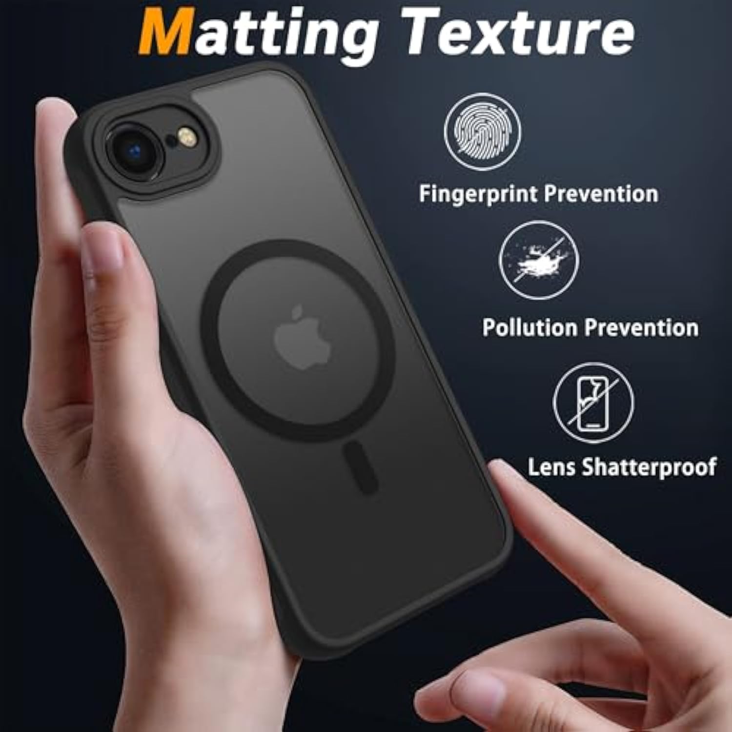 Magnetic For 16E Case [Mil-Grade Drop Protection] [Compatible With Magsafe] Shockproof Slim Translucent Matte Protective Phone Case, Black