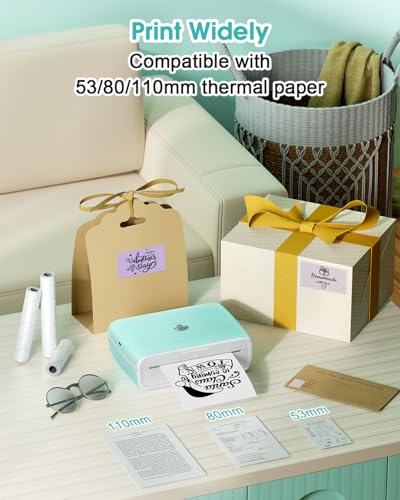 M04S Sticker Thermal Printer Ai Smart Printer Bluetooth Printpod Note Printer, Support 2/3/4 Inch Printing Width, 300 Dpi,Compatible With Phones, Suitable For Gift, Notes, Documents