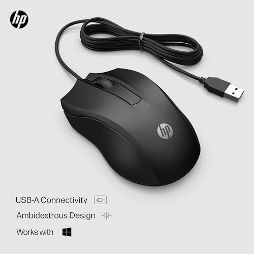 Wired Mouse 100 - Precise Optical Sensor With 1600 Dpi - Easy Usb Connection - Ambidextrous Design - 3 Button Control & Built-In Scrolling - Multi-Os Compatible (6Vy96Aa#Abl)