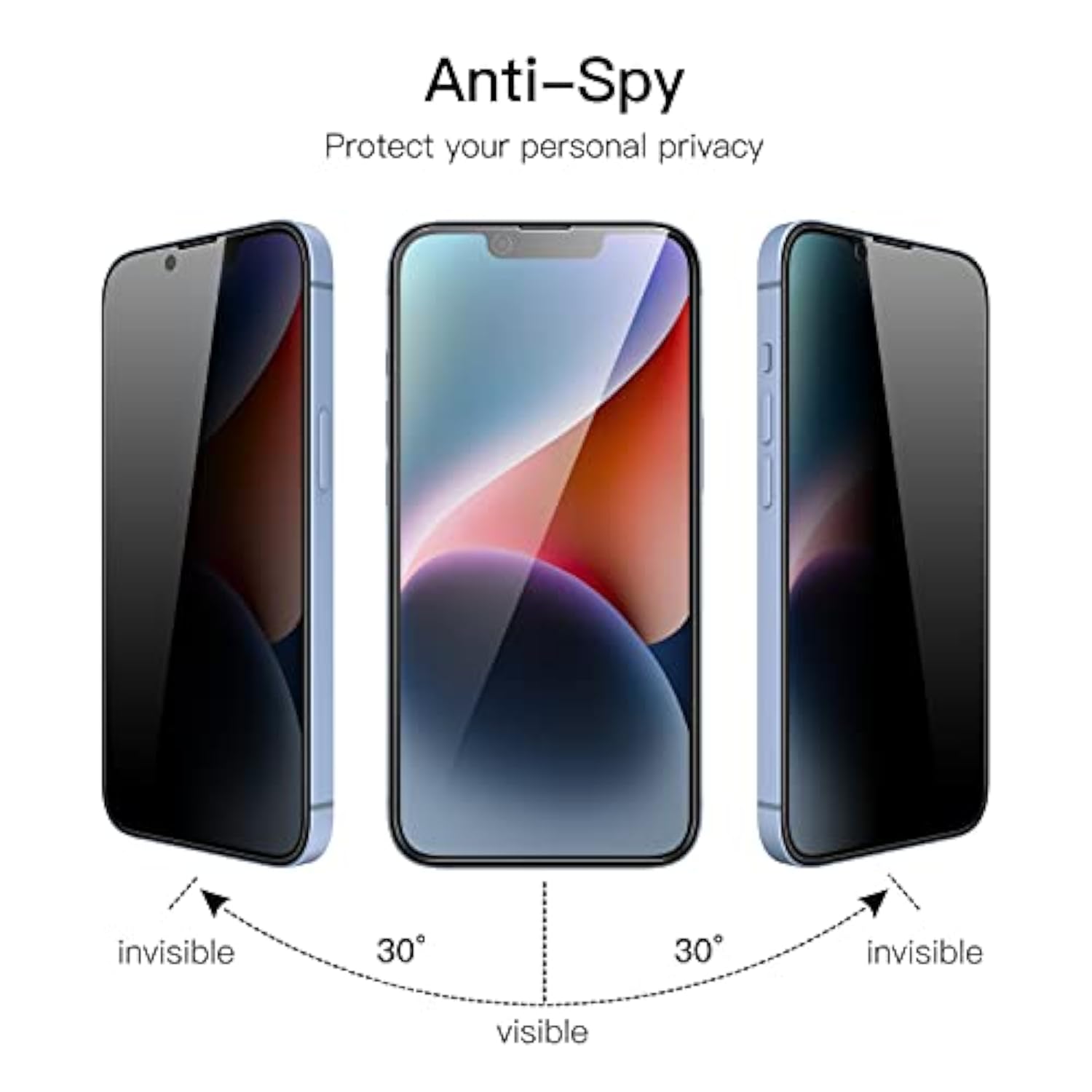 JETech Privacy Full Coverage Screen Protector for iPhone 16e 2025, iPhone 14 6.1-Inch, Anti-Spy Tempered Glass Film, Edge to Edge Protection Case-Friendly, 2-Pack