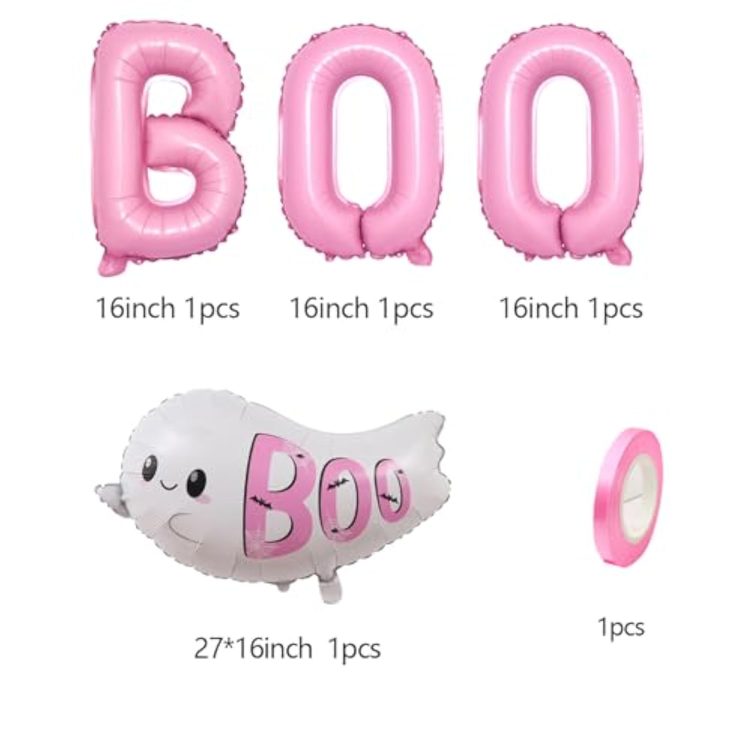 50pcs Halloween Pink Balloons Set Boo Foil Ghost Latex Balloons Party Birthday Decorations