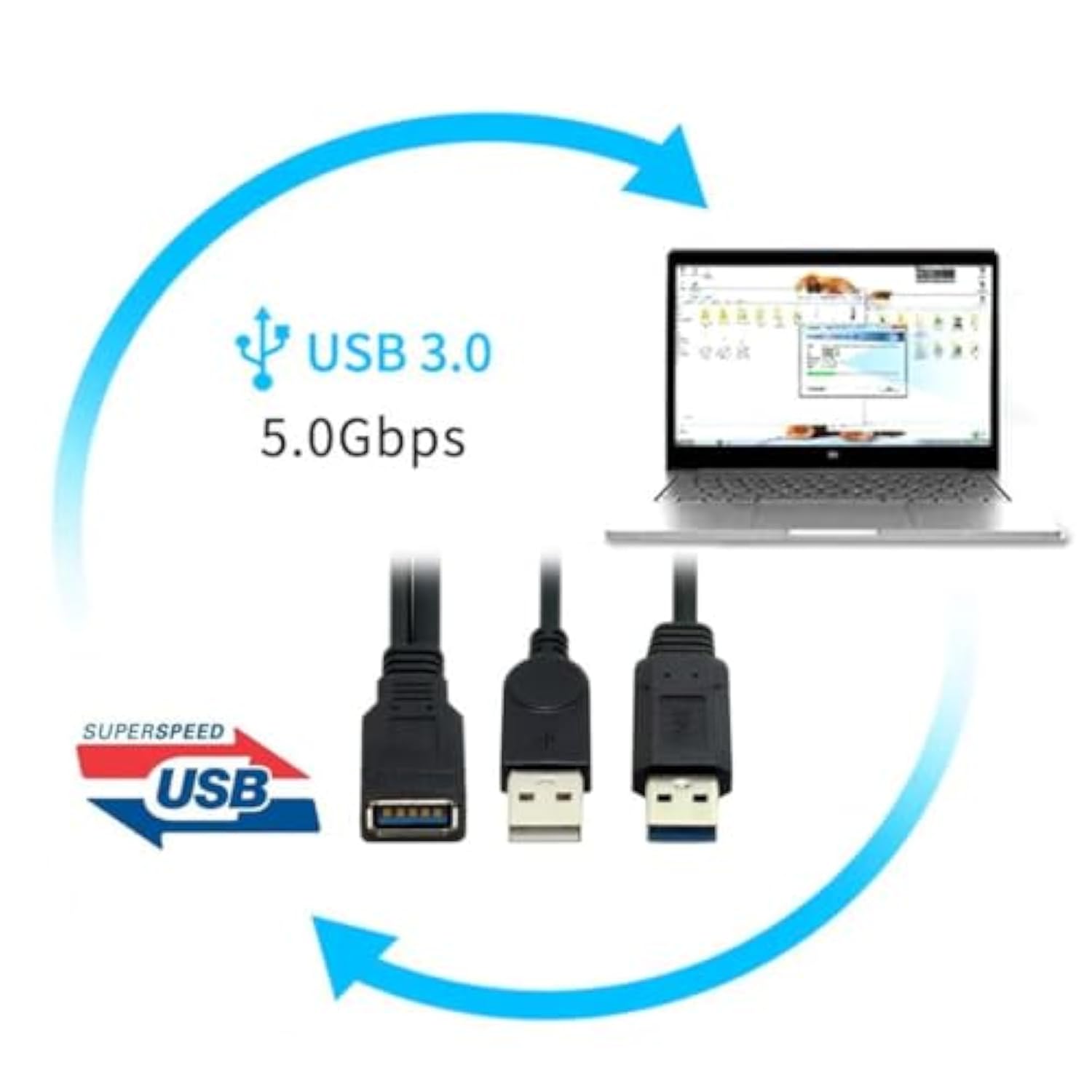 Usb 3.0 Splitter Y Cable Usb 1 Female To 2 Male Extra Power Data Extension Cable For 2.5" Mobile Hard Disk