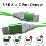 2 Packs Led Usb C Charging Cable 3A Led Light Up Usb A To Usb C Fast Charger Cord Compatible With Samsng Galaxy S24, I-Phone 16/15, Ipad, And More (6.6Ft Green&Green)